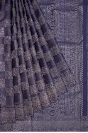 Antique Zari Kanchipuram Silk Brocade Dark Blue Saree