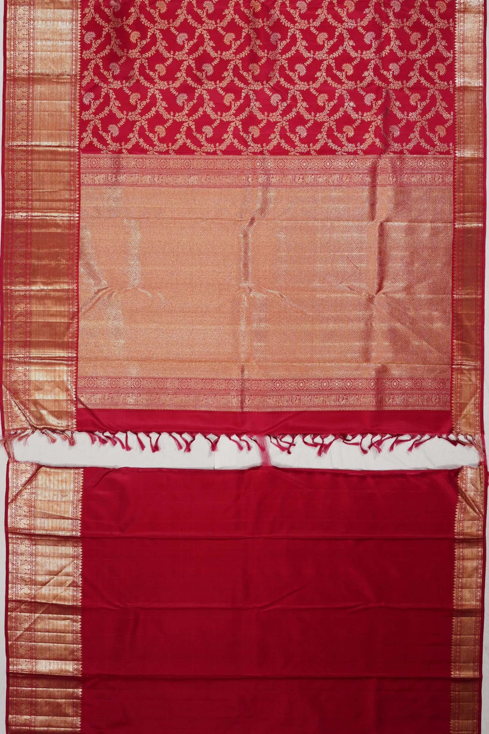 Antique Zari Kanchipuram Silk Brocade Maroon Saree