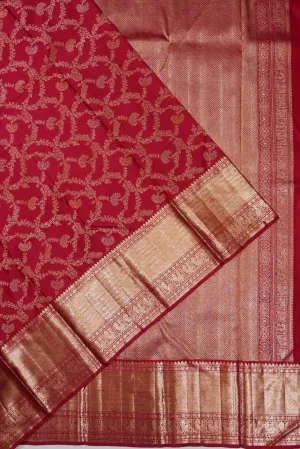 Antique Zari Kanchipuram Silk Brocade Maroon Saree