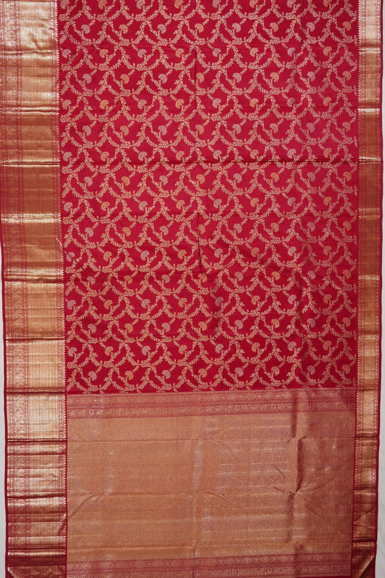 Antique Zari Kanchipuram Silk Brocade Maroon Saree