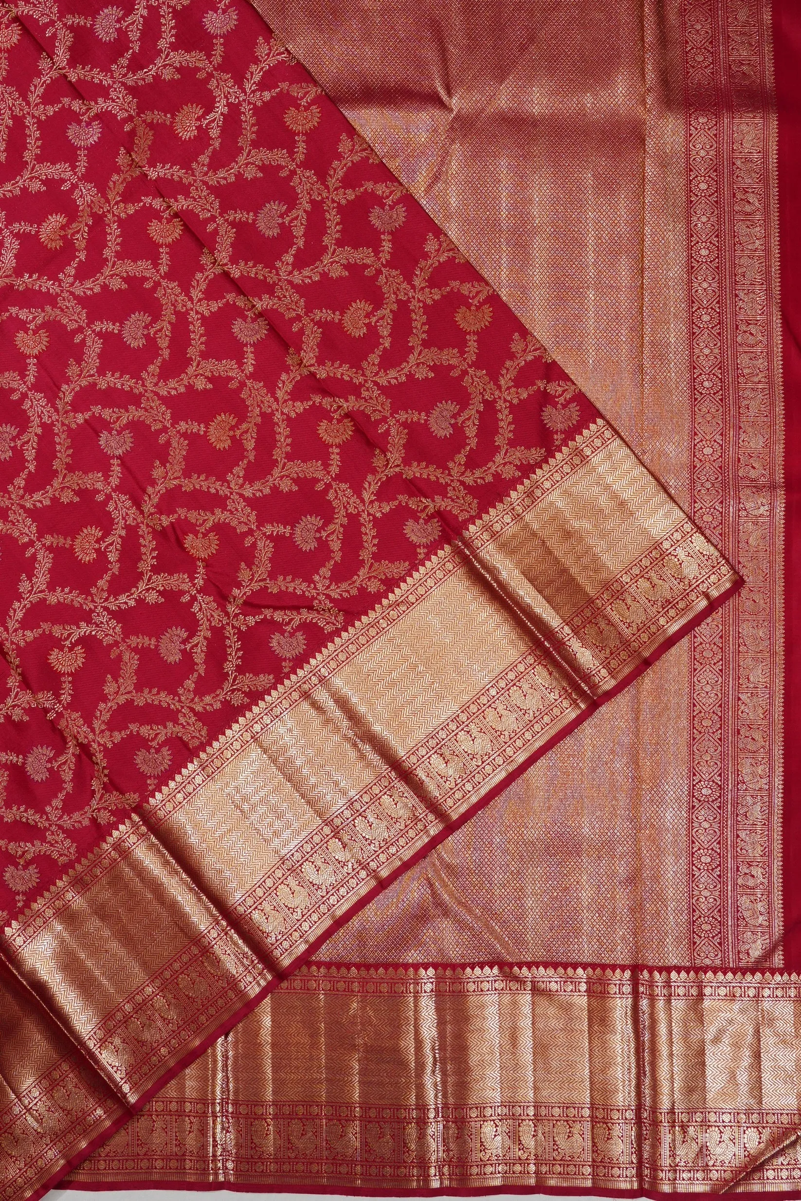 Antique Zari Kanchipuram Silk Brocade Maroon Saree