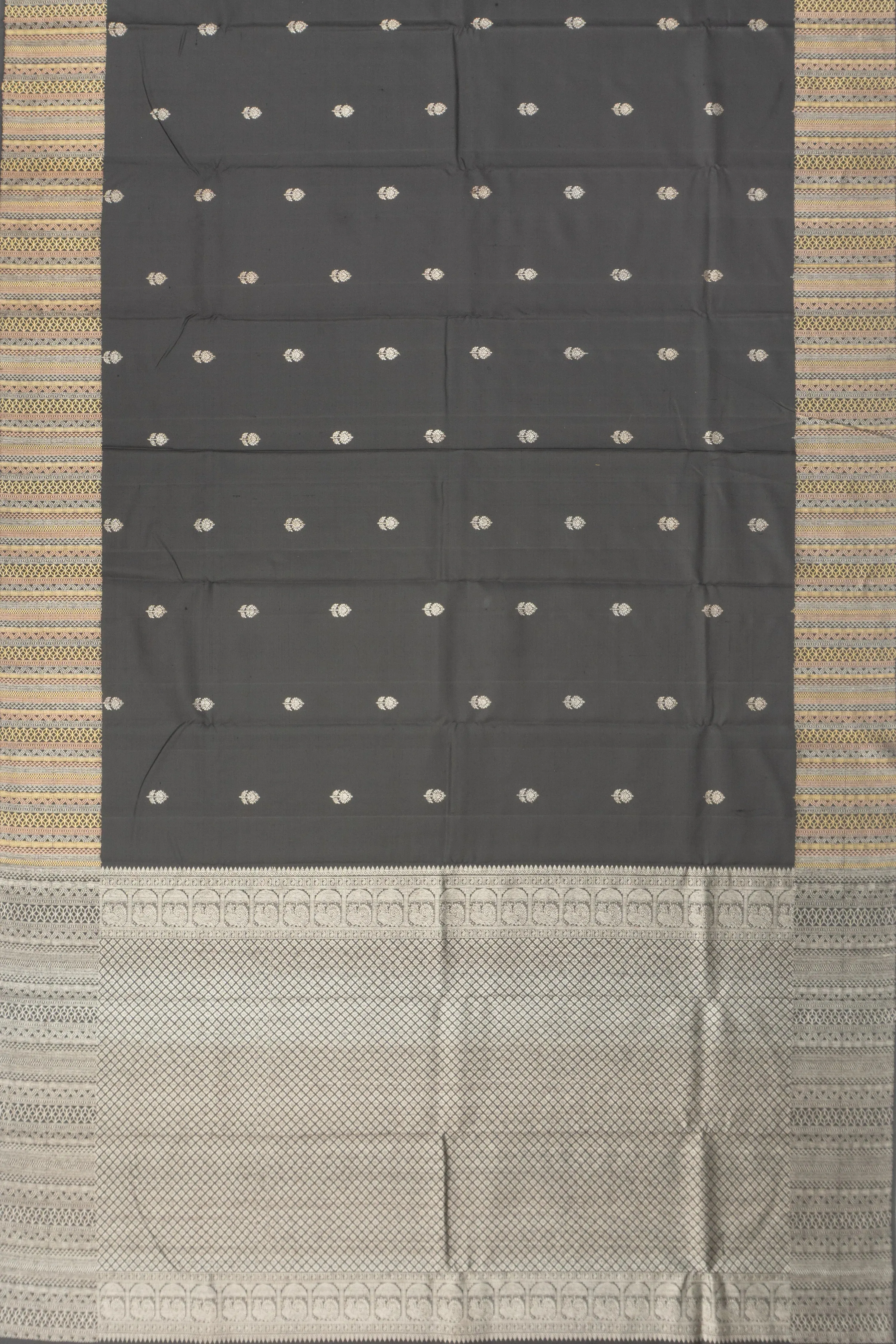 Antique Zari Kanchipuram Silk Butta Black Saree