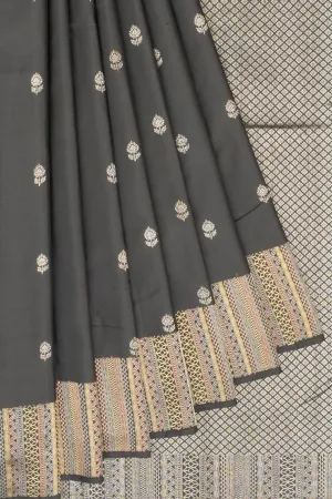 Antique Zari Kanchipuram Silk Butta Black Saree