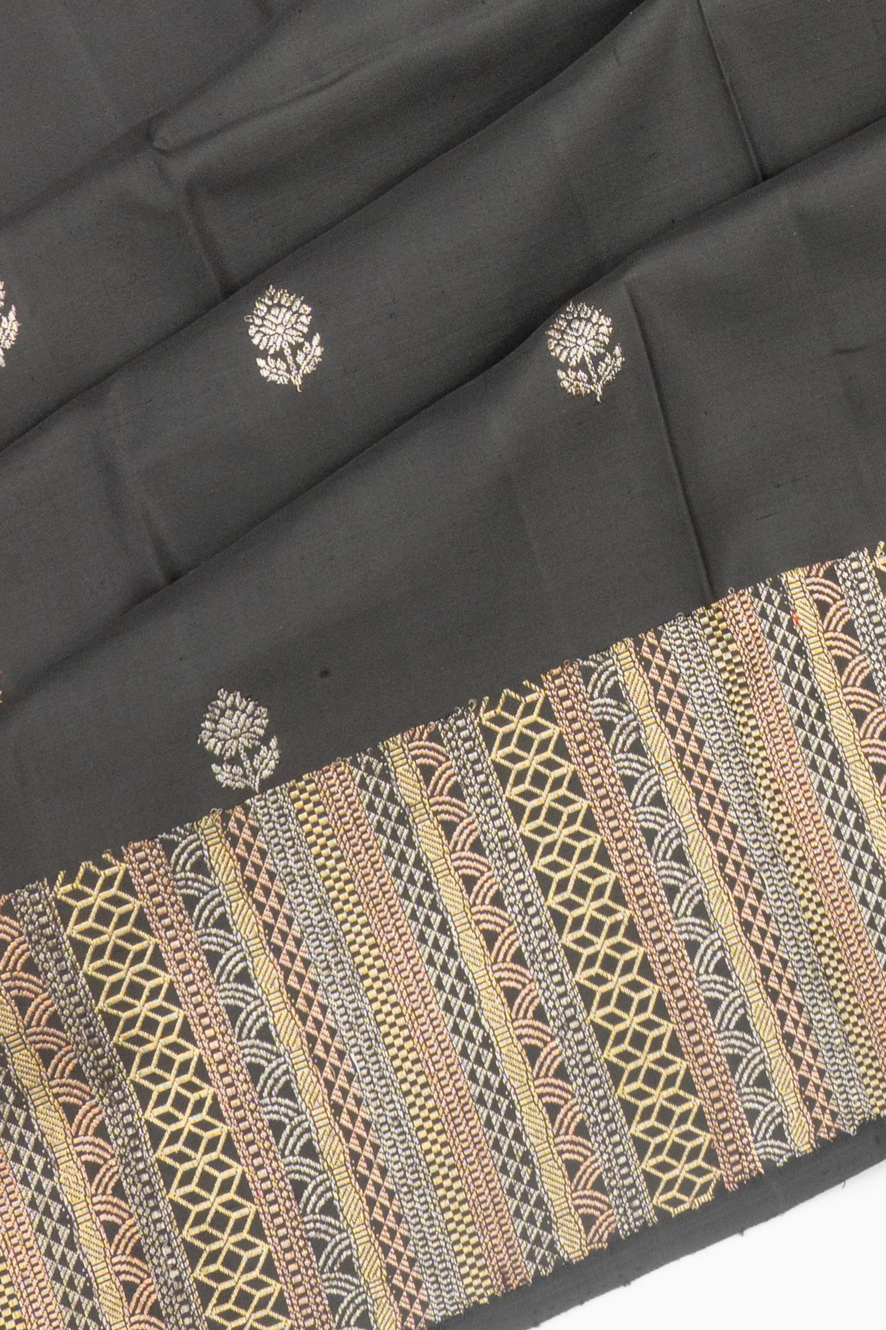 Antique Zari Kanchipuram Silk Butta Black Saree
