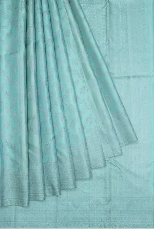Antique Zari Kanchipuram Silk Jaal Sky Blue Saree