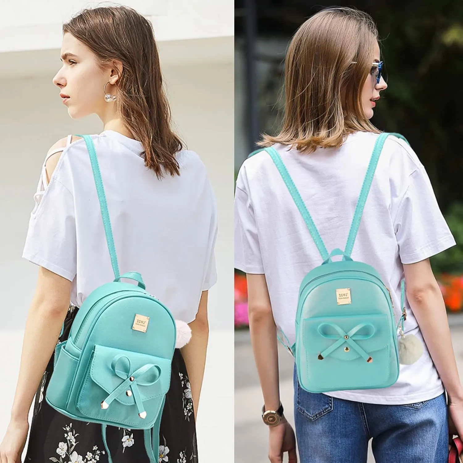 Aogist Mini Leather Backpack Purse 3-Pieces Fashion Bowknot Zipper Bags Cute Casual Travel Daypacks for and Women