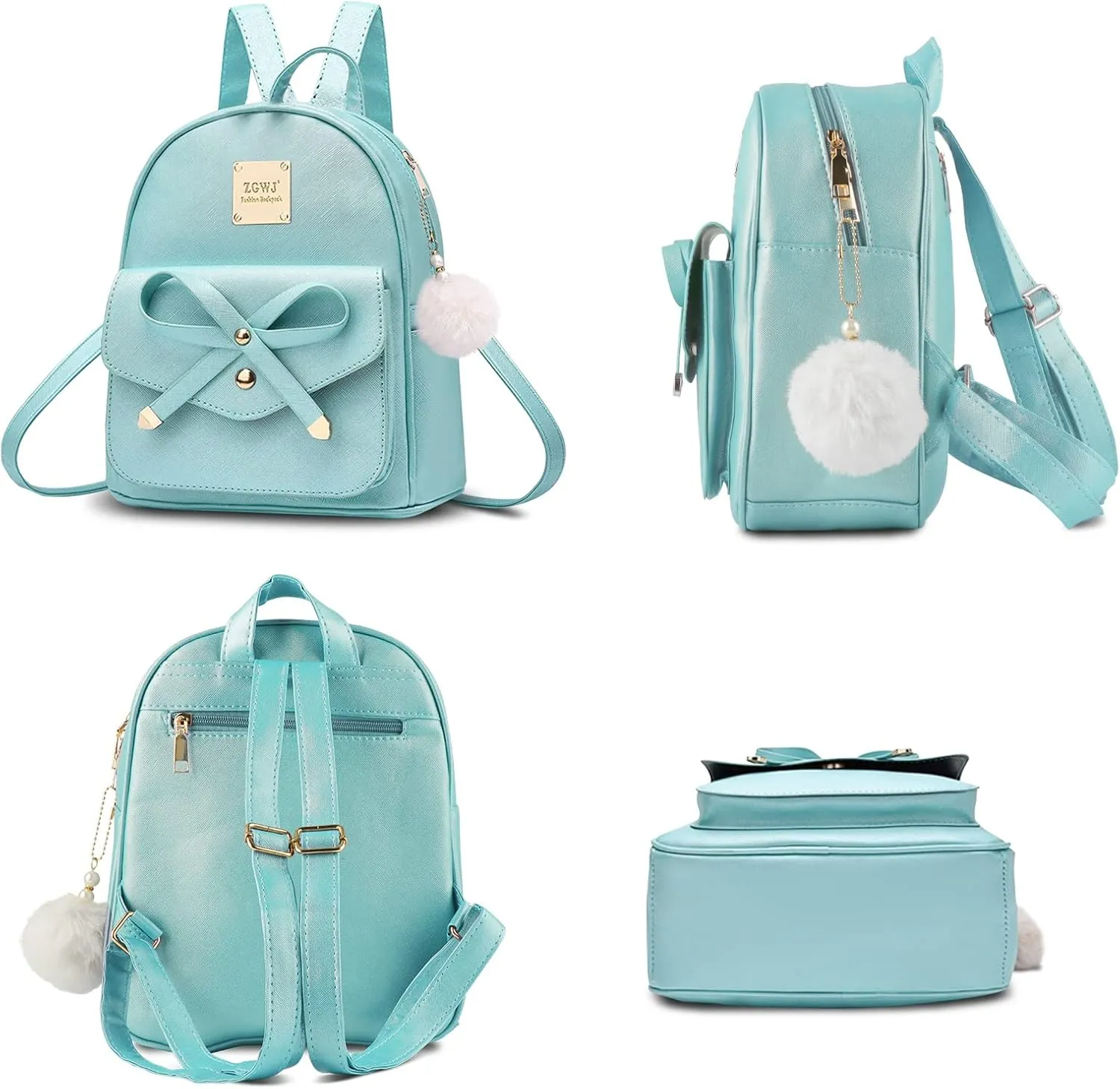 Aogist Mini Leather Backpack Purse 3-Pieces Fashion Bowknot Zipper Bags Cute Casual Travel Daypacks for and Women