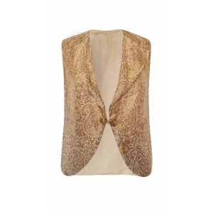ARCHIVE - 1930s Antique Silk Indian Waistcoat With Gold Brocade