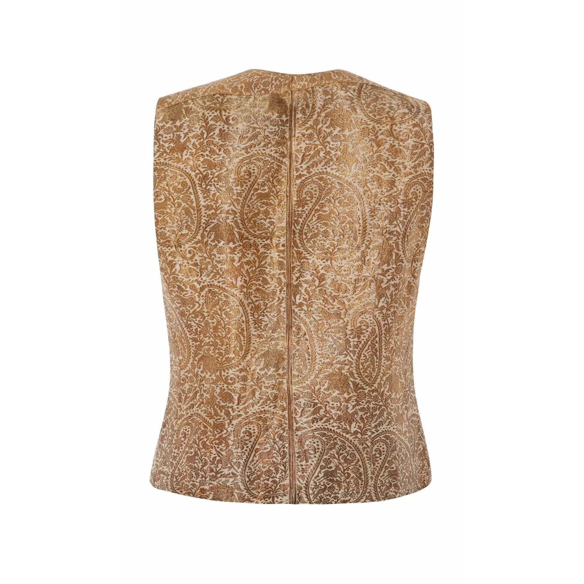 ARCHIVE - 1930s Antique Silk Indian Waistcoat With Gold Brocade