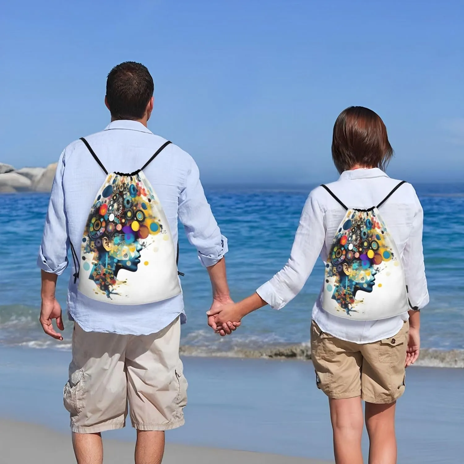 Artificial Intelligence Brain Print Drawstring Bags,Gym Sport Sack Drawstring Bag Suitable for sport Swimming Travel.