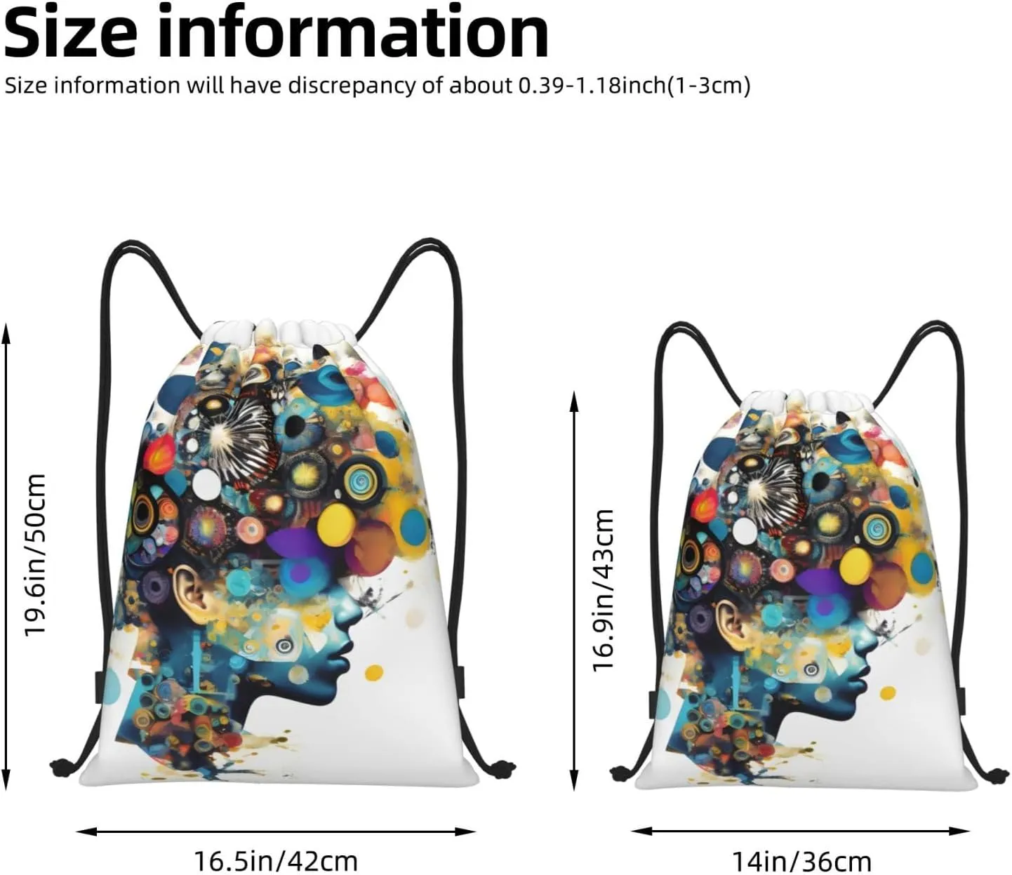 Artificial Intelligence Brain Print Drawstring Bags,Gym Sport Sack Drawstring Bag Suitable for sport Swimming Travel.