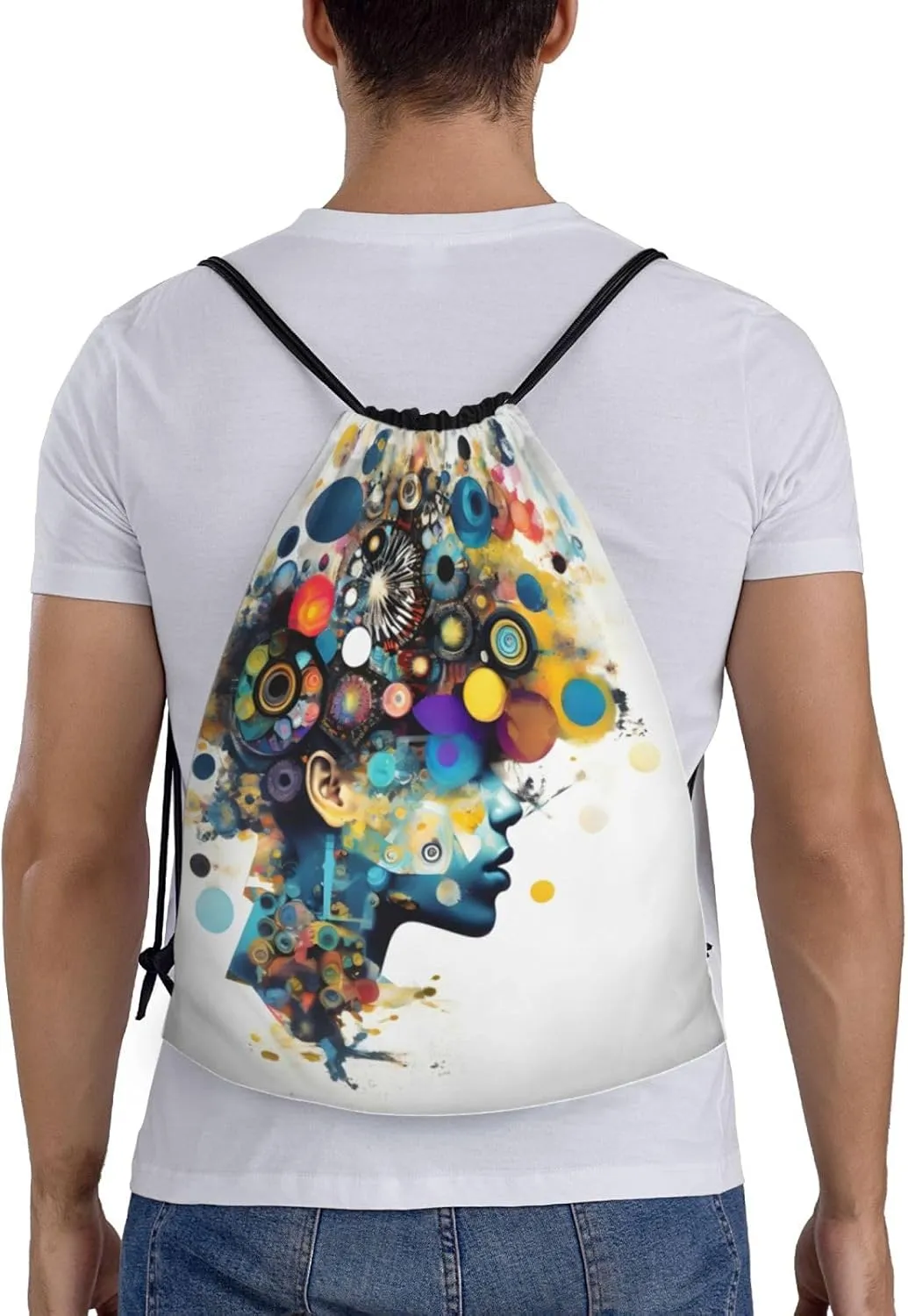 Artificial Intelligence Brain Print Drawstring Bags,Gym Sport Sack Drawstring Bag Suitable for sport Swimming Travel.