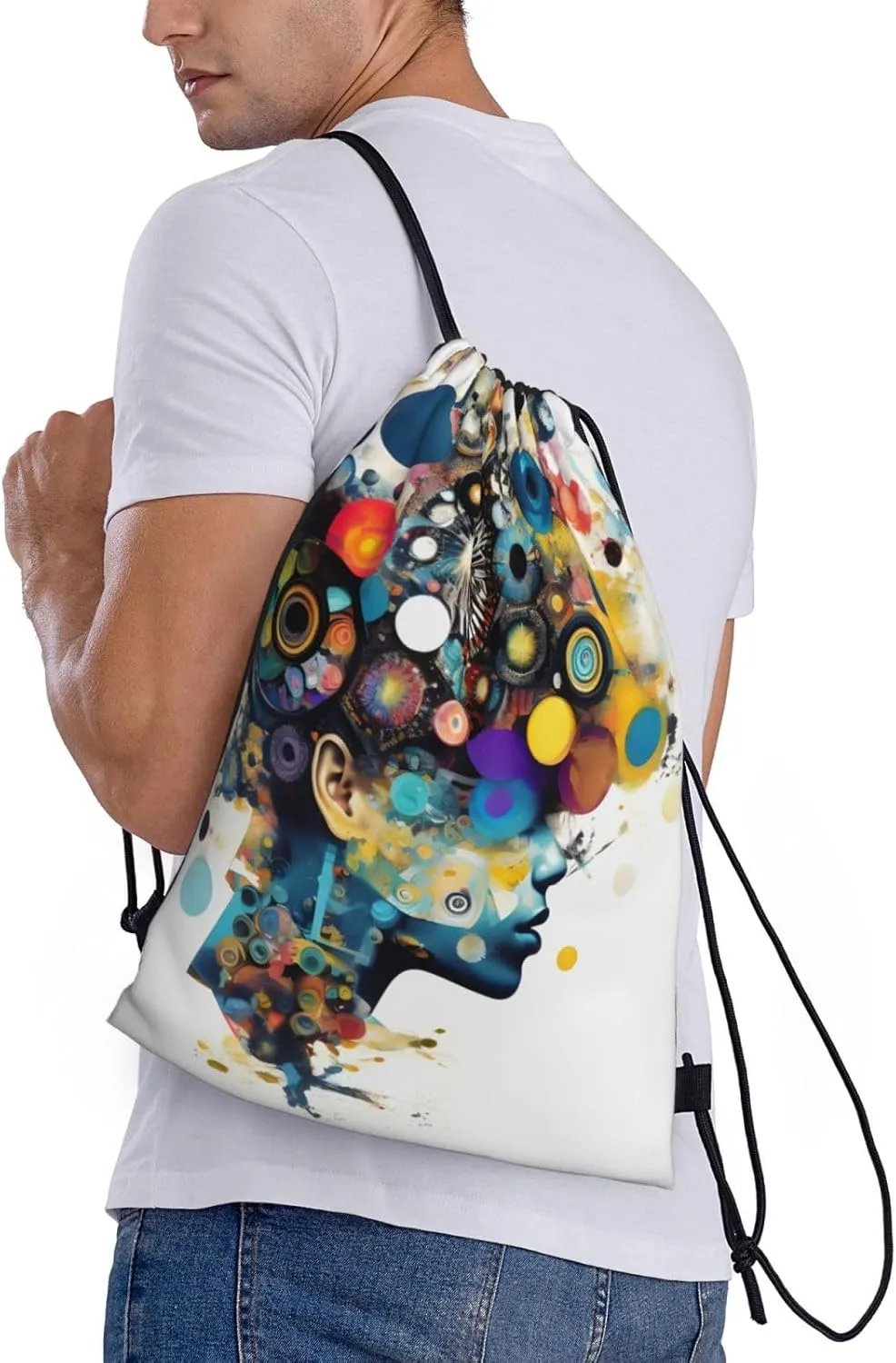Artificial Intelligence Brain Print Drawstring Bags,Gym Sport Sack Drawstring Bag Suitable for sport Swimming Travel.