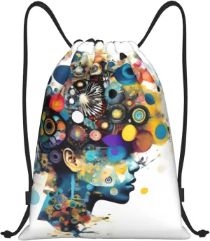 Artificial Intelligence Brain Print Drawstring Bags,Gym Sport Sack Drawstring Bag Suitable for sport Swimming Travel.