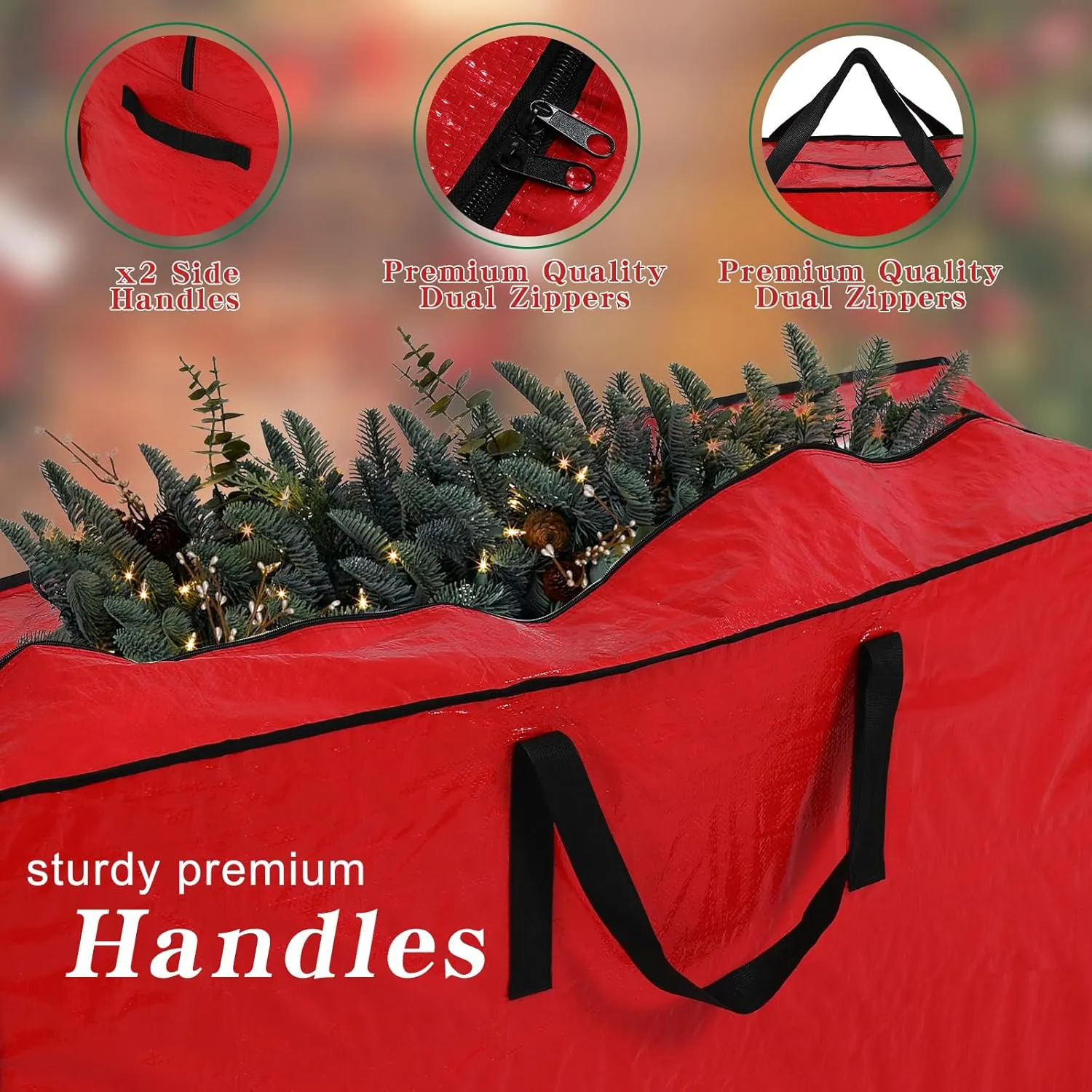Artificial Large Christmas Tree Storage Case Bags With Handles,Fits Up To 9 Ft Artificial Trees Zippered Bag Protects Against Dust, Insects And Moisture
