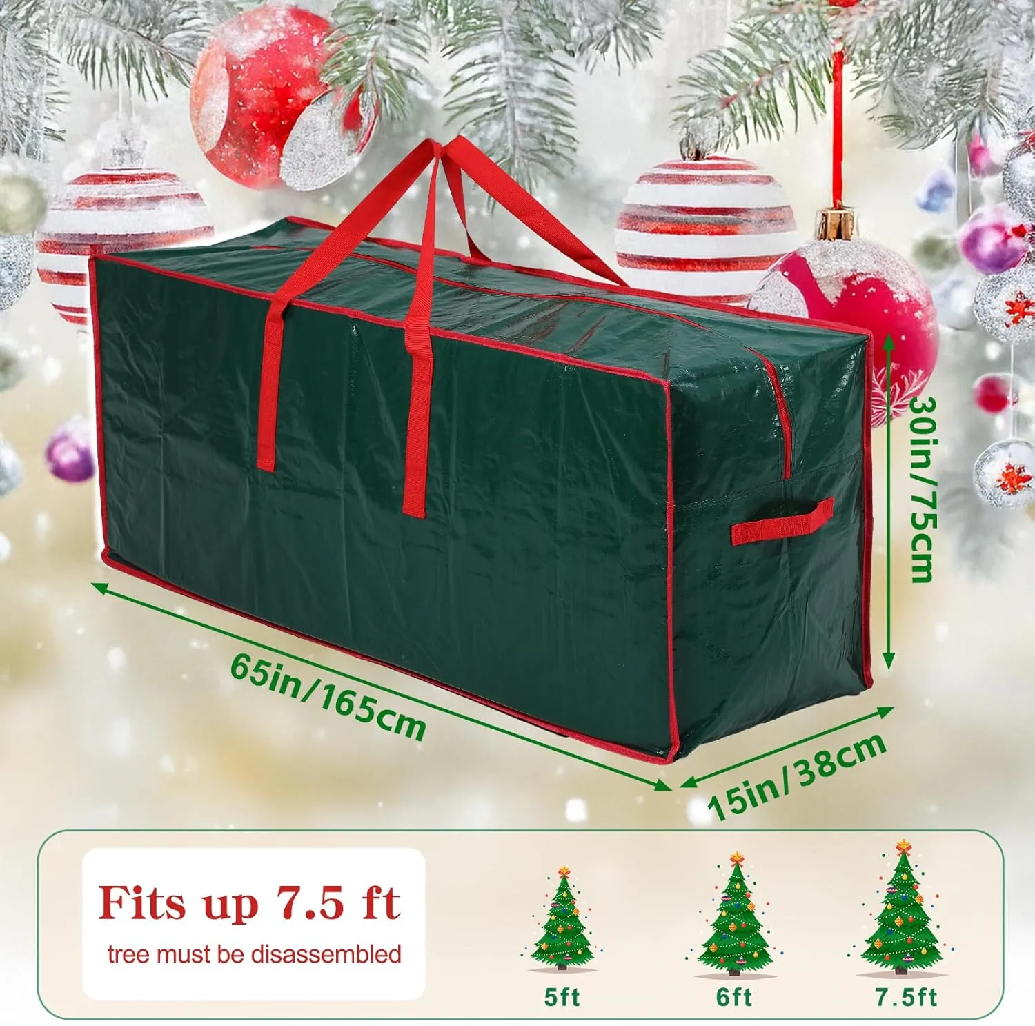 Artificial Large Christmas Tree Storage Case Bags With Handles,Fits Up To 9 Ft Artificial Trees Zippered Bag Protects Against Dust, Insects And Moisture