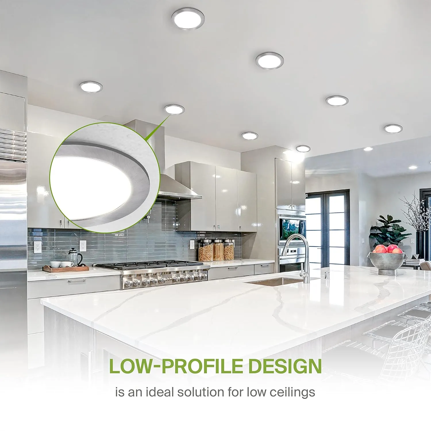 ASD 6 Pack LED Recessed Lighting 6 Inch, 5 CCT 2700K-5000K, 15W 60W Eqv, Ultra Thin Dimmable Ceiling Lights with J Box, Canless Wafer Downlight, Round Slim Panel Light, UL Energy Star, Brushed Nickel