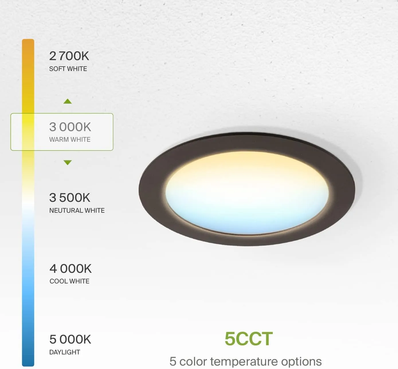 ASD 6 Pack LED Recessed Lighting 6 Inch, 5 CCT 2700K-5000K, 15W 60W Eqv, Ultra Thin Dimmable Ceiling Lights with J Box, Canless Wafer Downlight, Round Slim Panel, UL Energy Star, Oil-Rubbed Bronze