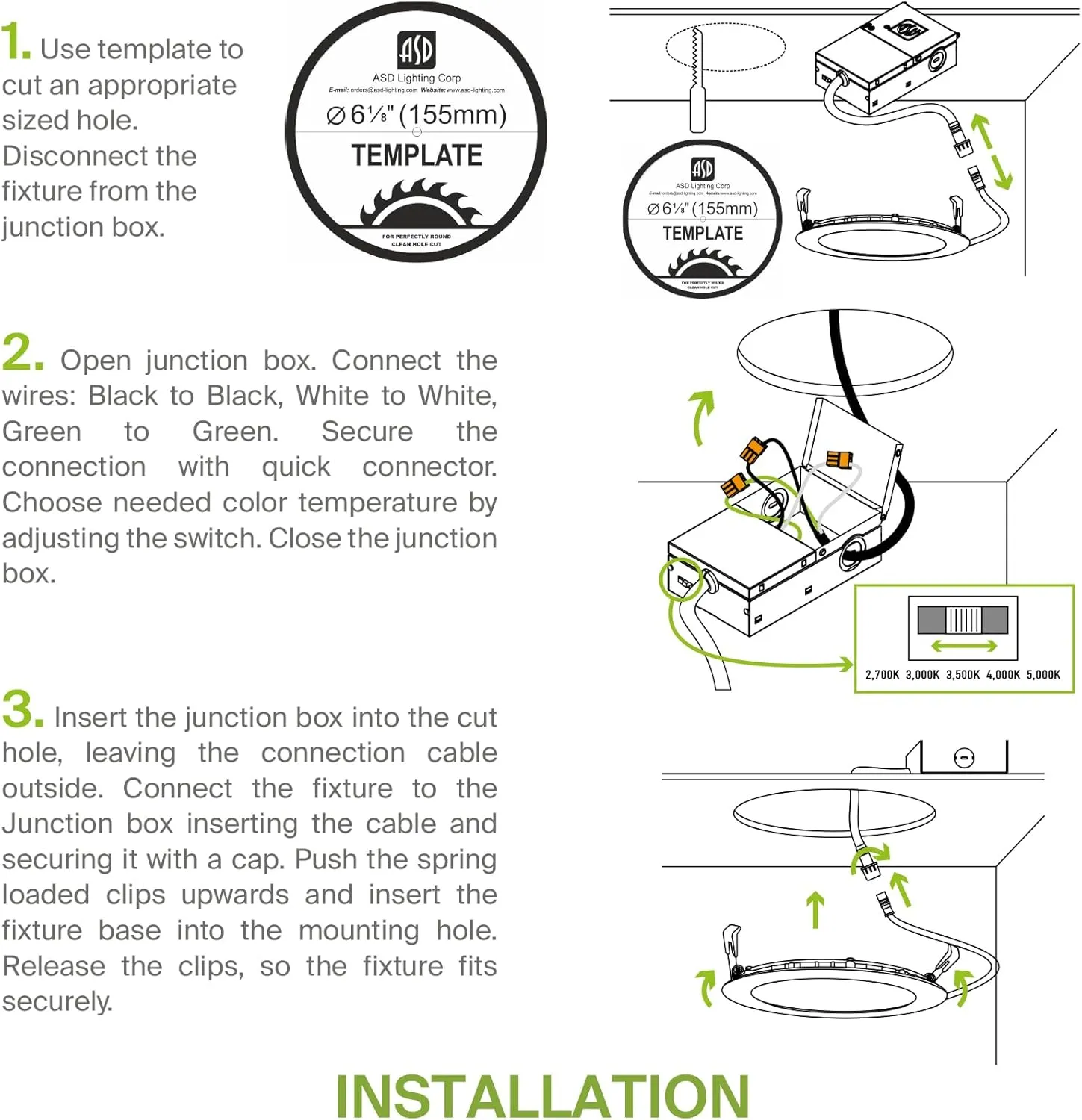 ASD 6 Pack LED Recessed Lighting 6 Inch, 5 CCT 2700K-5000K, 15W 60W Eqv, Ultra Thin Dimmable Ceiling Lights with J Box, Canless Wafer Downlight, Round Slim Panel, UL Energy Star, Oil-Rubbed Bronze
