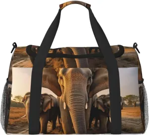 Asian Elephant print Overnight Bags for Women and Men Shoulder Bag Carry On Bag for Traveling Travel Essentials