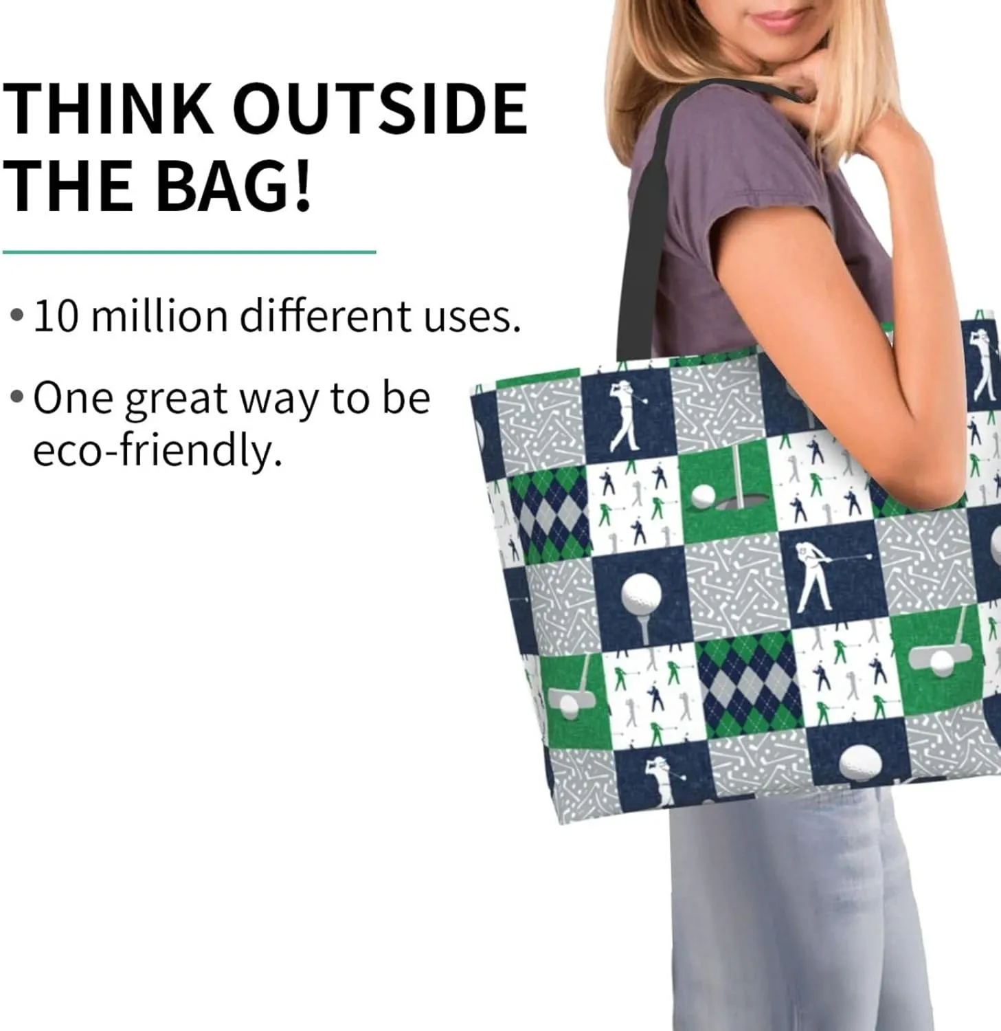 ASYG Cute Golf Print Sling Tote Bag For Women & Men