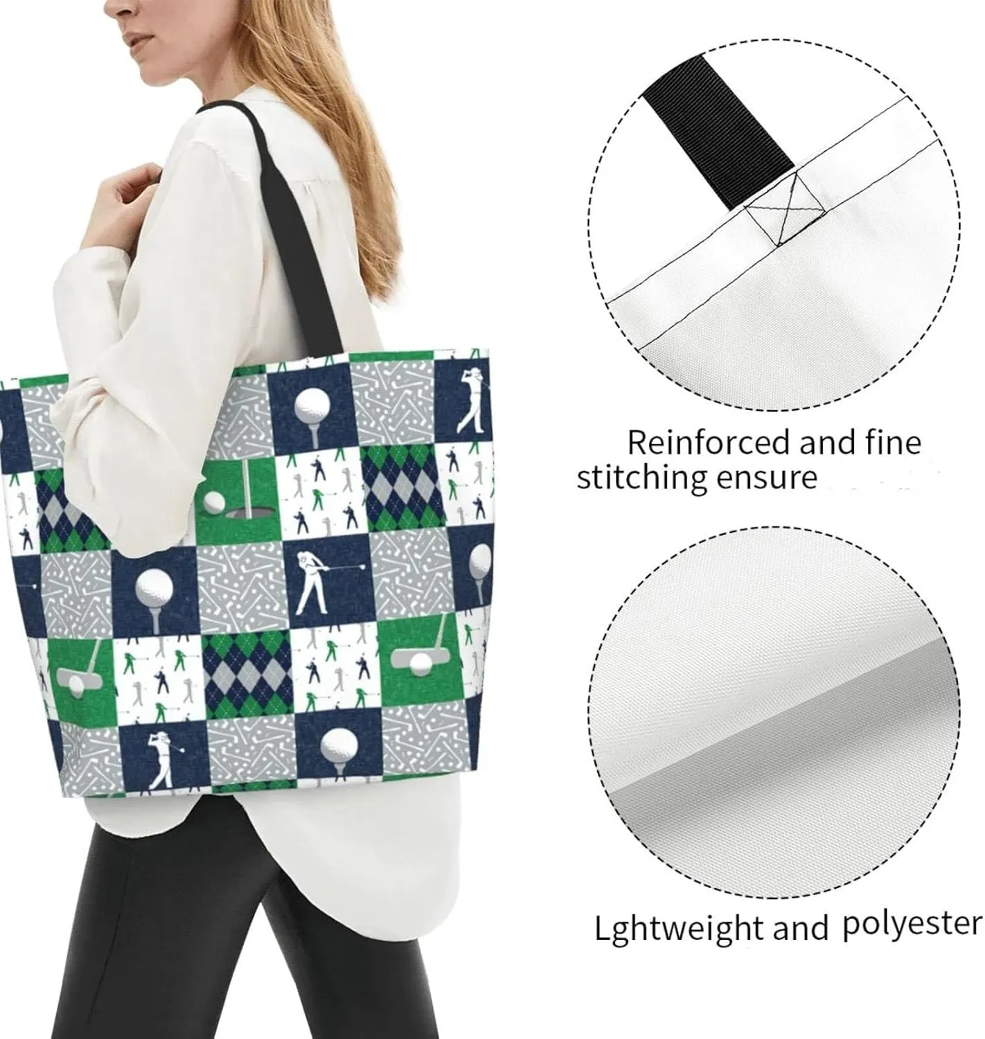ASYG Cute Golf Print Sling Tote Bag For Women & Men