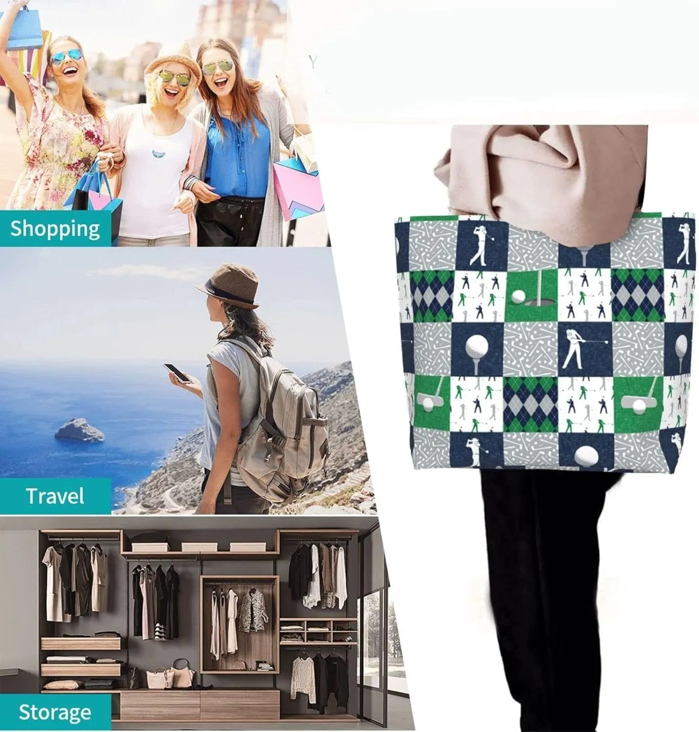 ASYG Cute Golf Print Sling Tote Bag For Women & Men