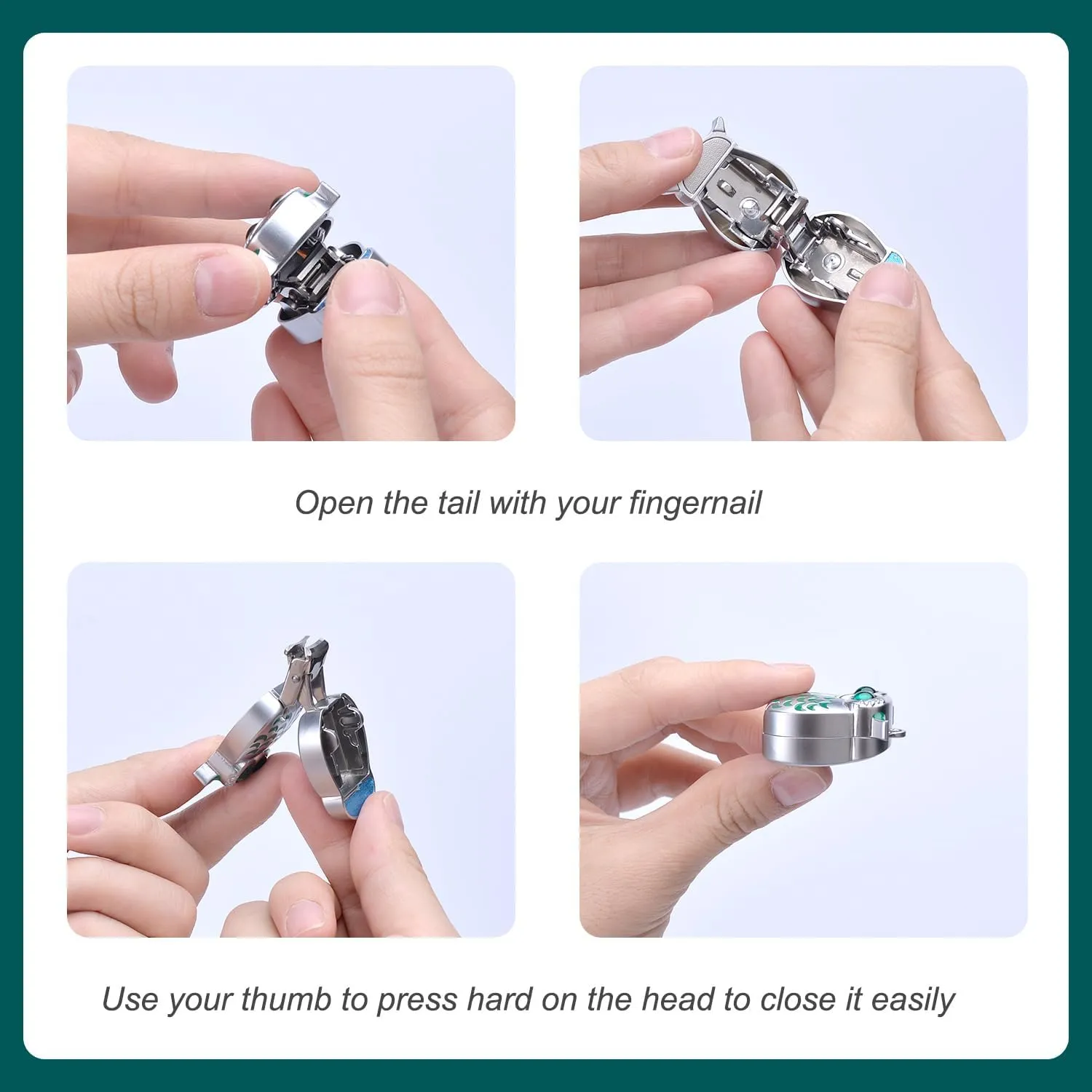 AUSBANNER German Professional Stainless Steel Mini Nail Clippers, Ultra Sharp and Sturdy Fingernail and Toenail Clippers, Foldable Portable Nail Clippers with Owl Patterns (Black&Green)