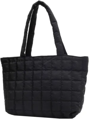 Autumn Winter Women Tote Bag Quilted Shoulder Handbags Rhombus Pattern Purses Handbags Solid for Daily Holiday