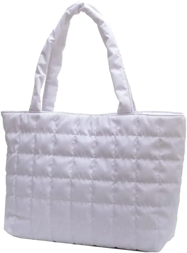 Autumn Winter Women Tote Bag Quilted Shoulder Handbags Rhombus Pattern Purses Handbags Solid for Daily Holiday