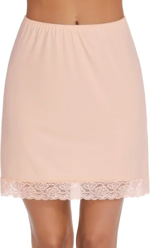 Avidlove Half Slips for Women Underskirt Short Lace Trim Above Knee Half Slip