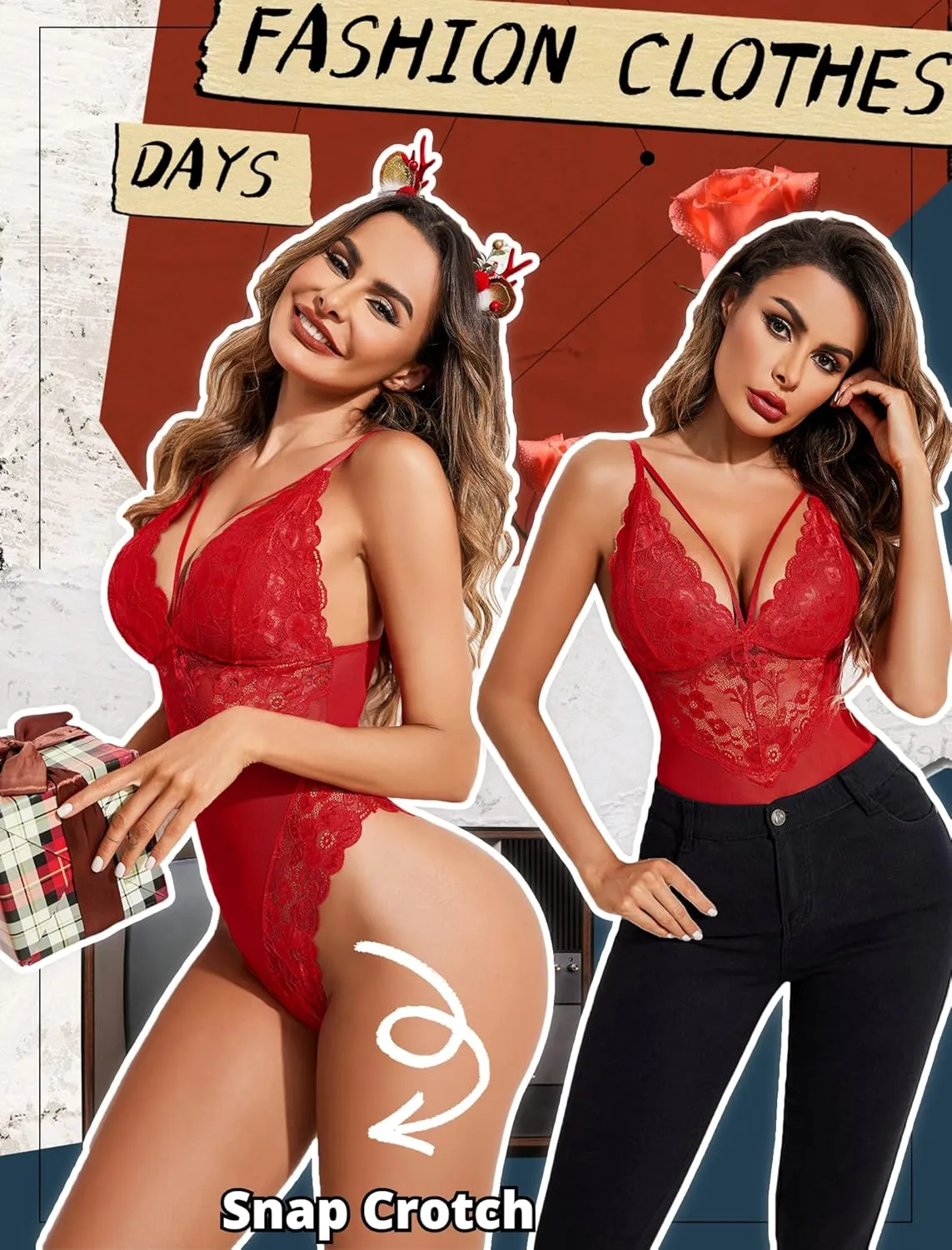 Avidlove Womens Snap Crotch Lingerie Lace Teddy One Piece Babydoll Sexy Mini Bodysuit