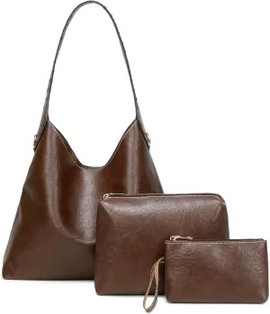 Axcone Retro 3-piece women's soft leather handbag - a new large capacity shoulder bag suitable for commuting