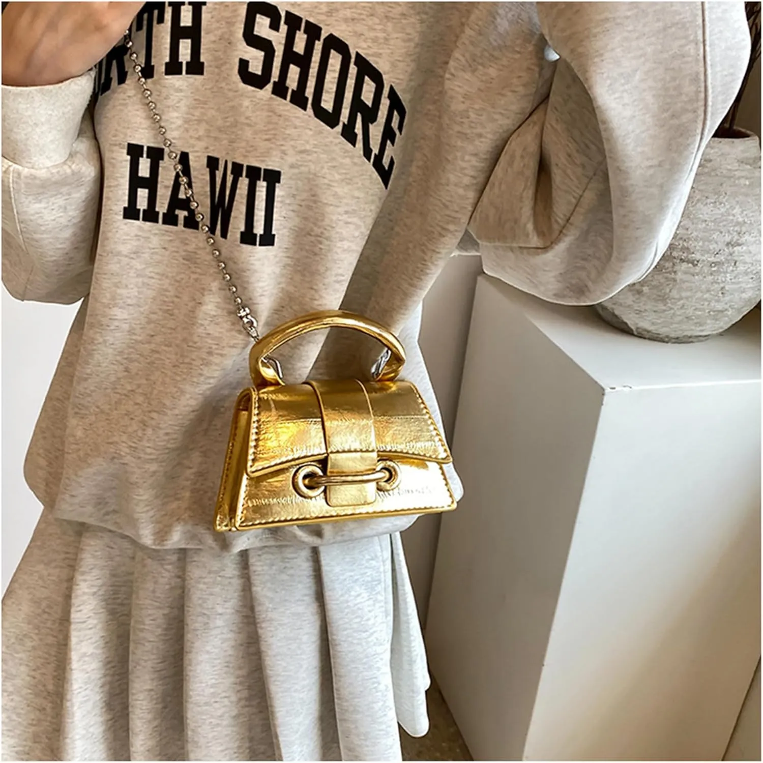 Ayliss Mini Crossbody Handbag Women's Purse Clutch Cute Mini Trendy Bag Top Handle PU Leather Shoulder Bag