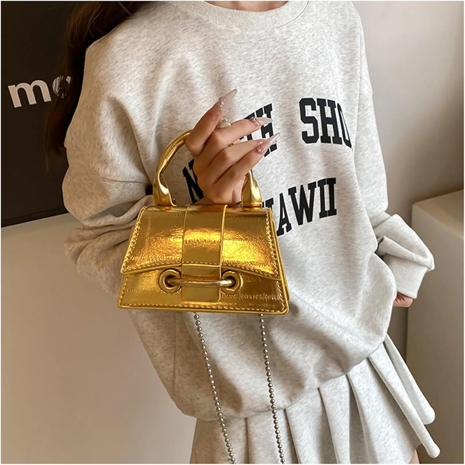 Ayliss Mini Crossbody Handbag Women's Purse Clutch Cute Mini Trendy Bag Top Handle PU Leather Shoulder Bag