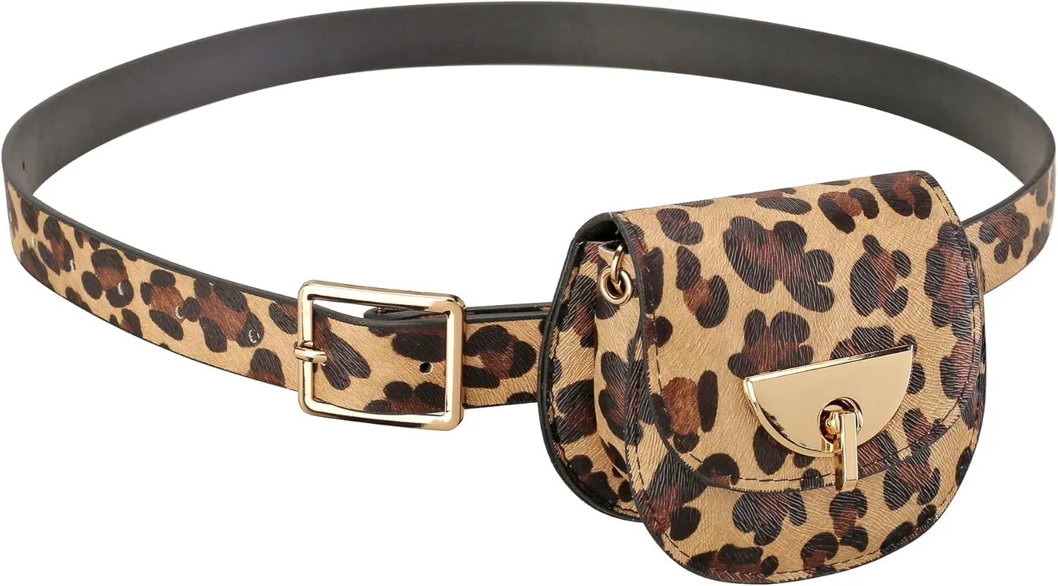 Ayliss Women Fanny Waist Bag PU Leather Belt Bag for Women Fanny Pack Mini Belt Bag Crossbody Waist Purse Y2K Chain Bag Detachable (Leopard)