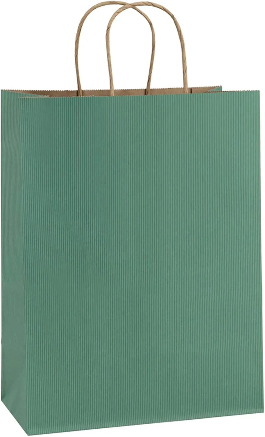 BagDream Gift Bags 10x5x13 25Pcs Kraft Paper Shopping Bags with Handles, for Gifts, Business, Merchandise, Retail, Birthday Party Favor, Green Striped Recycled Paper Sacks
