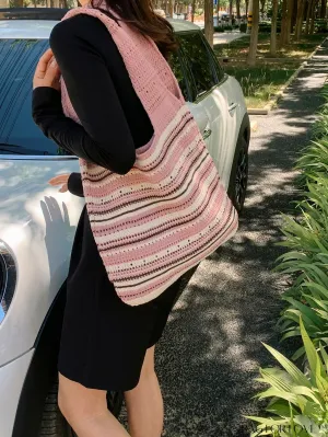 BagForLove - Chic Striped Woven Tote: Spacious, Stylish, and Versatile Womens Shoulder Bag