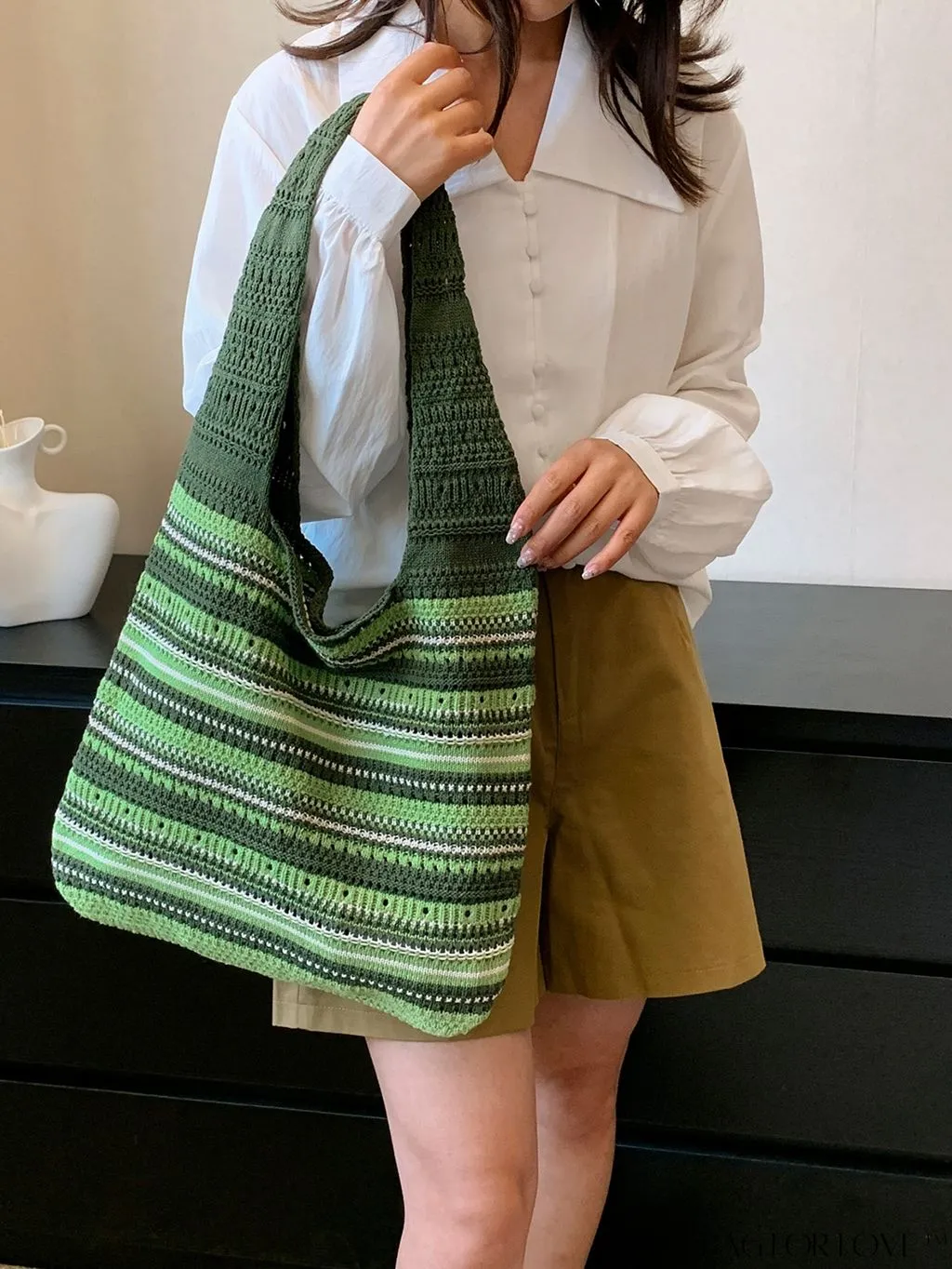 BagForLove - Chic Striped Woven Tote: Spacious, Stylish, and Versatile Womens Shoulder Bag
