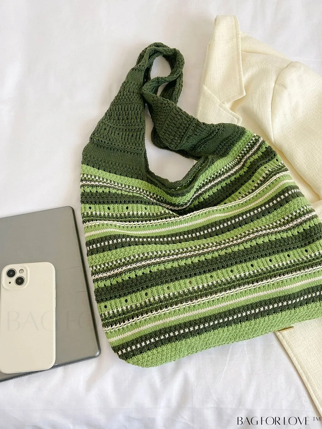 BagForLove - Chic Striped Woven Tote: Spacious, Stylish, and Versatile Womens Shoulder Bag