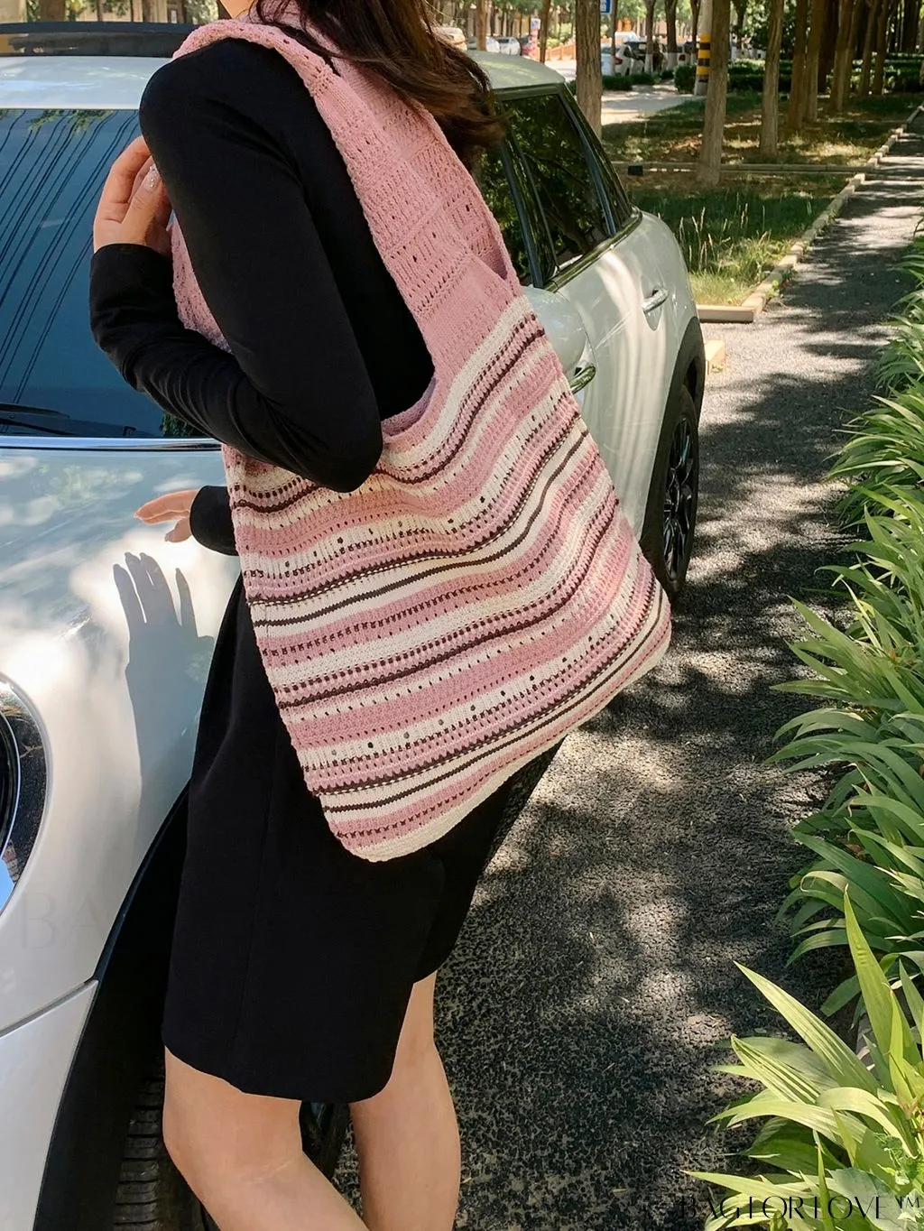 BagForLove - Chic Striped Woven Tote: Spacious, Stylish, and Versatile Womens Shoulder Bag