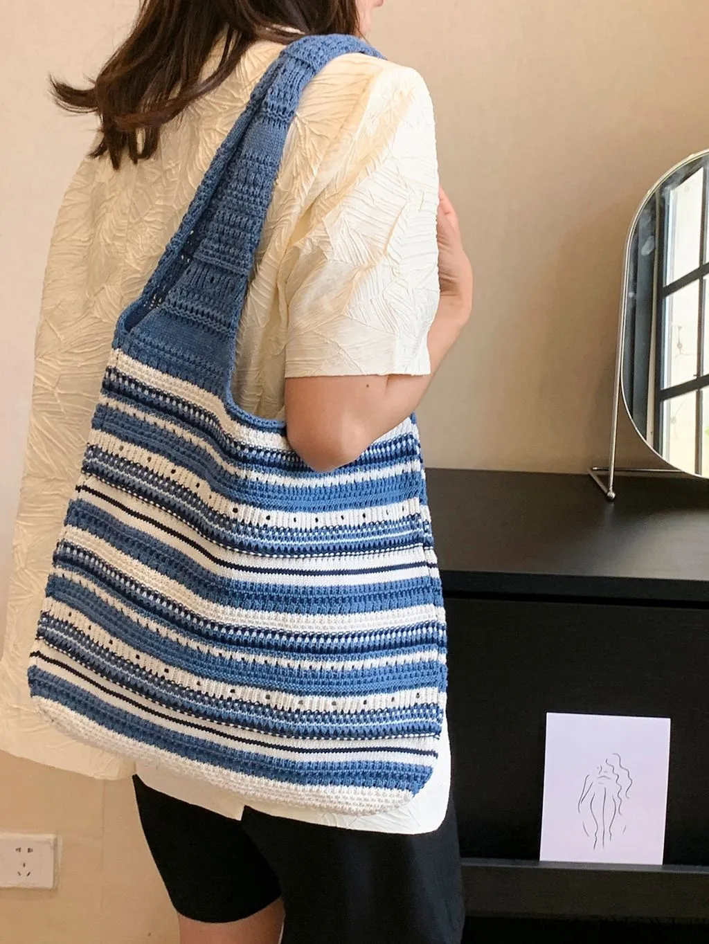 BagForLove - Chic Striped Woven Tote: Spacious, Stylish, and Versatile Womens Shoulder Bag