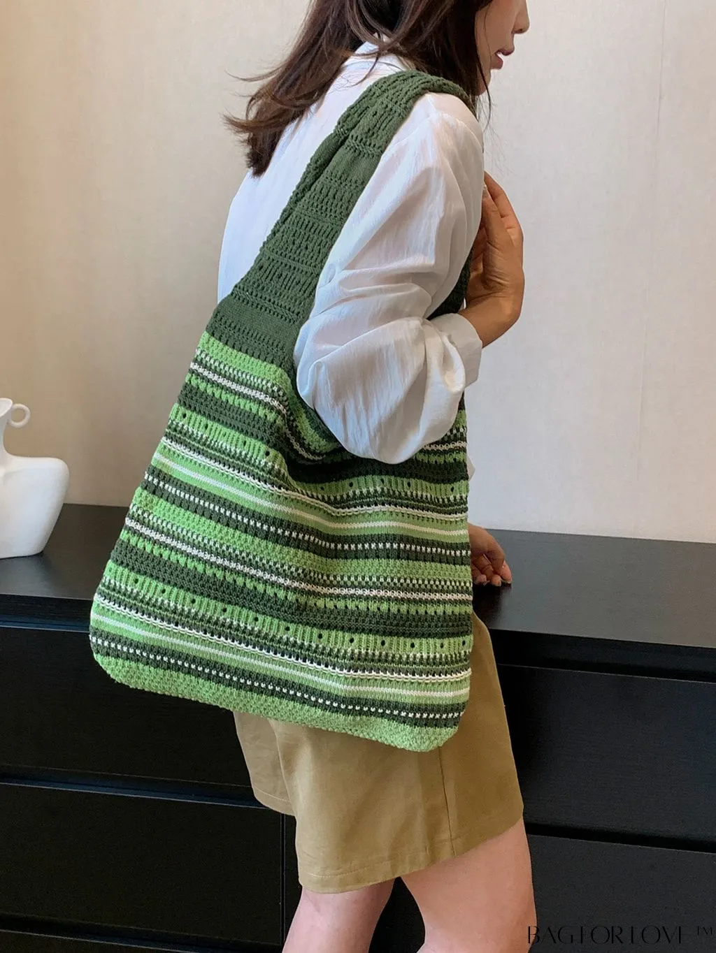 BagForLove - Chic Striped Woven Tote: Spacious, Stylish, and Versatile Womens Shoulder Bag