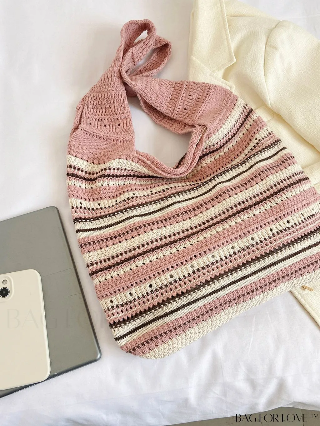 BagForLove - Chic Striped Woven Tote: Spacious, Stylish, and Versatile Womens Shoulder Bag