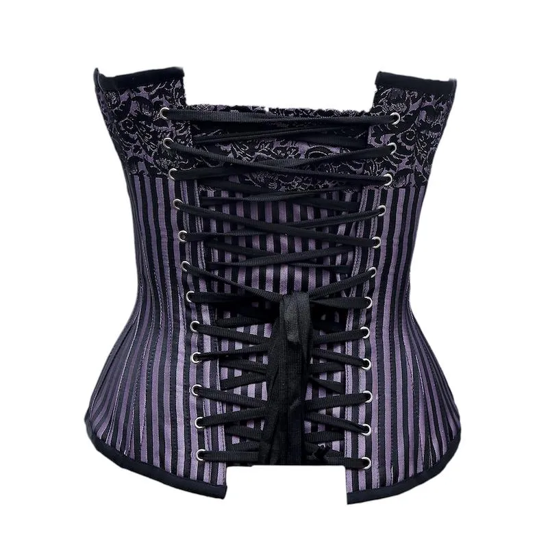 Baird Black Lilac Jacquard Borcade Overbust Corset