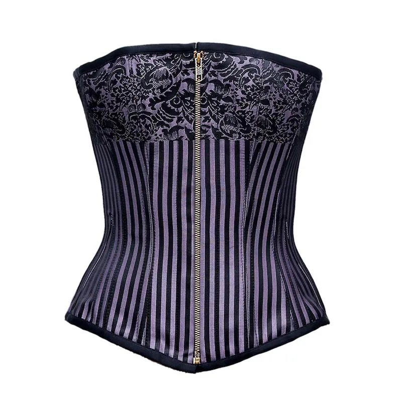 Baird Black Lilac Jacquard Borcade Overbust Corset