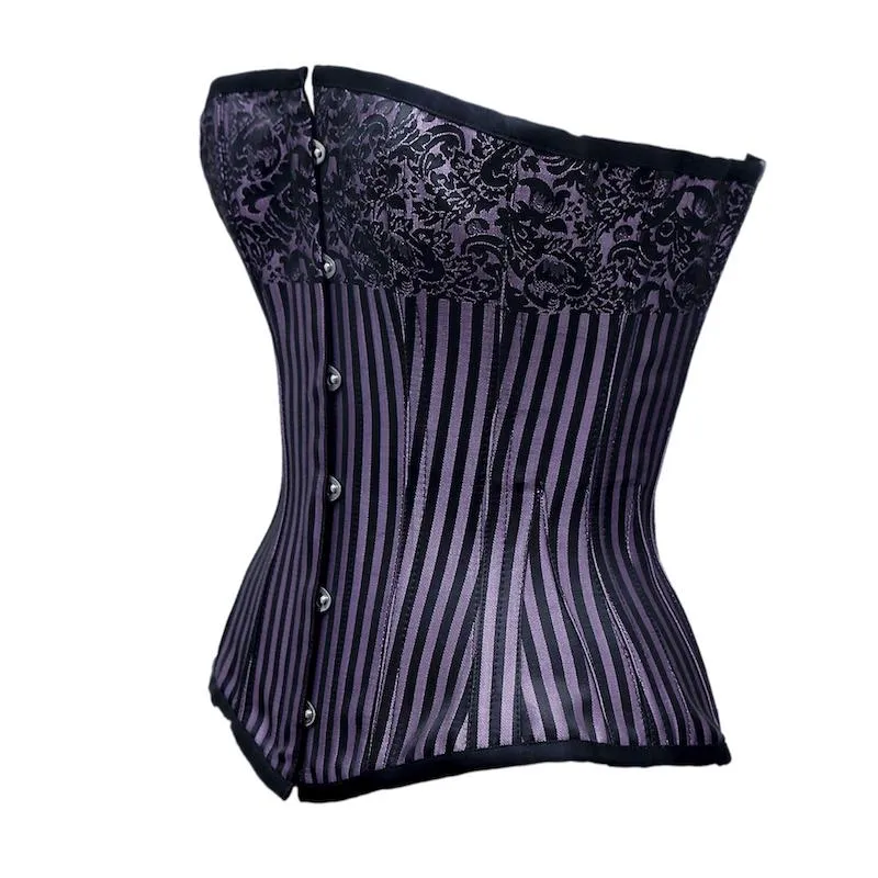 Baird Black Lilac Jacquard Borcade Overbust Corset