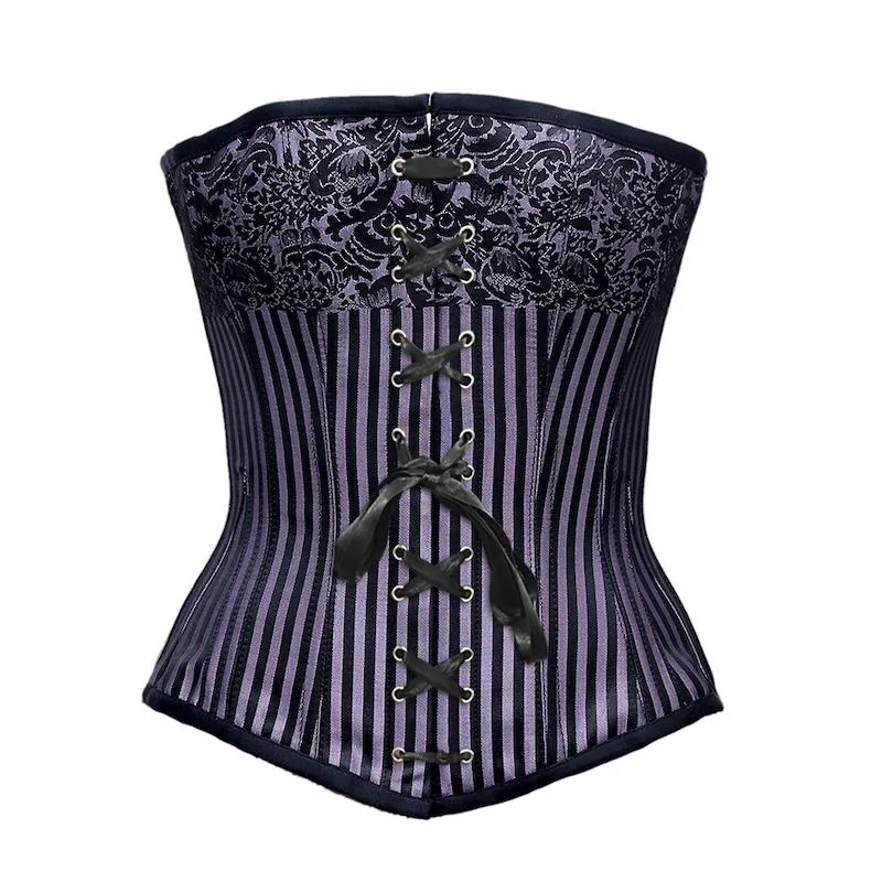 Baird Black Lilac Jacquard Borcade Overbust Corset