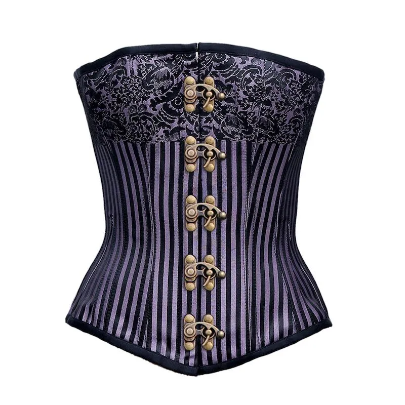 Baird Black Lilac Jacquard Borcade Overbust Corset