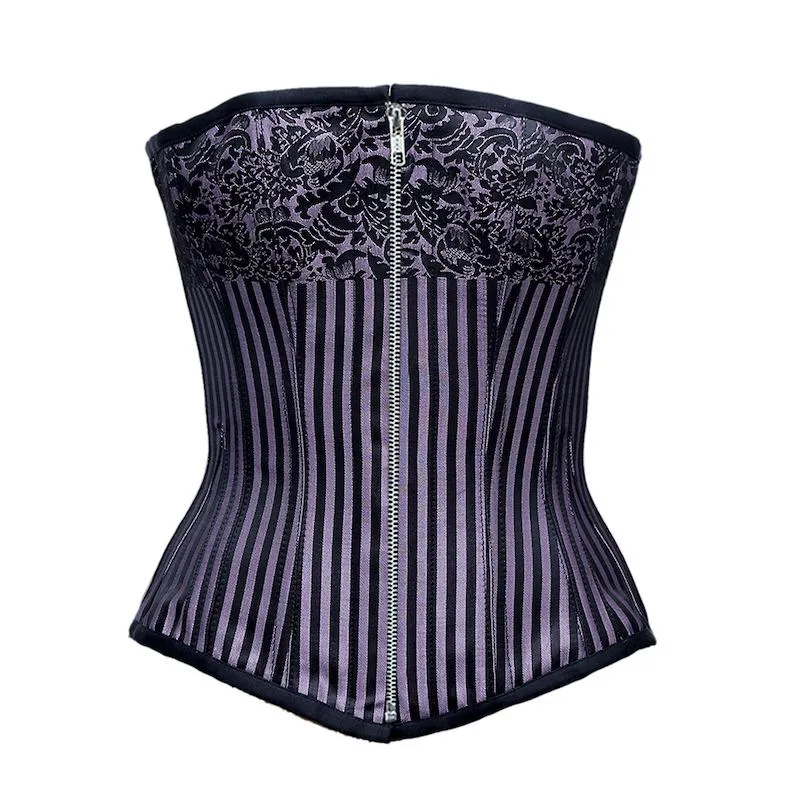 Baird Black Lilac Jacquard Borcade Overbust Corset